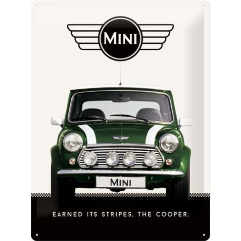 Metaalplaat Mini Cooper groen 30x40cm.Nostalgic Art