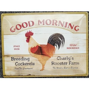 Metaalplaat Good morning rooster farm
