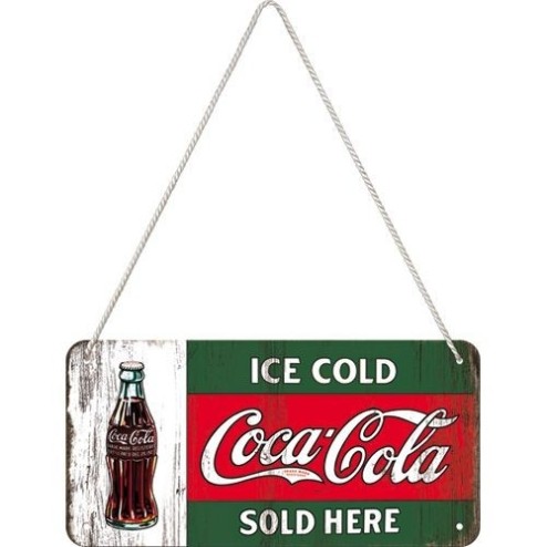 Hangbord Hanging Sign Coca-Cola Ice Cold-20x10cm.Nostalgic Art-NA28002