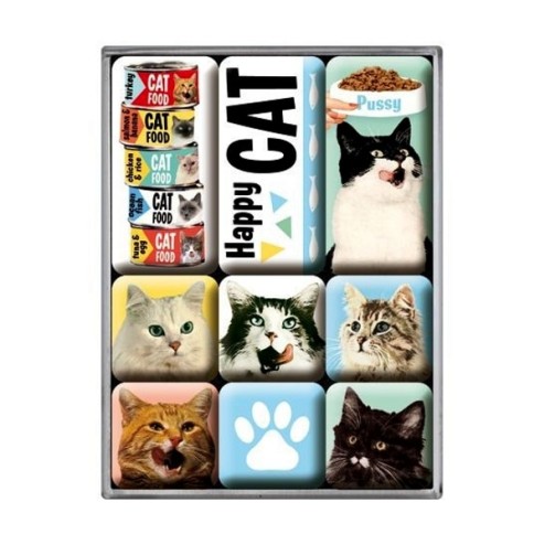 Happy Cat - Magneet set- Nostalgic Art