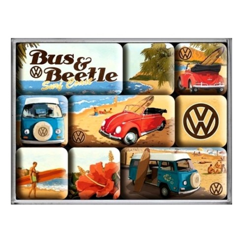 Volkswagen Bus & Beetle - Magneet set- Nostalgic Art 