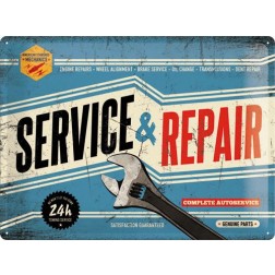 Metaalplaat Service and repair 30x40cm.Nostalgic Art
