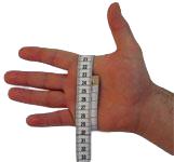 Measure the circumference of your hand with a measuring tape